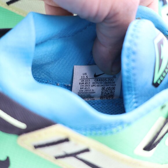 Nike Pegasus Trail 2 Men's US Size 11.5 Running Barely Volt Sneakers CK4305-700 - Picture 3 of 10